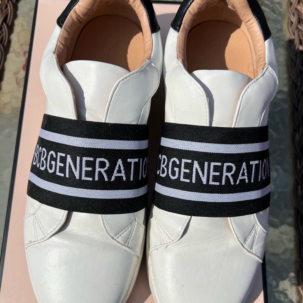Women's BCBG white slip on shoes size 10